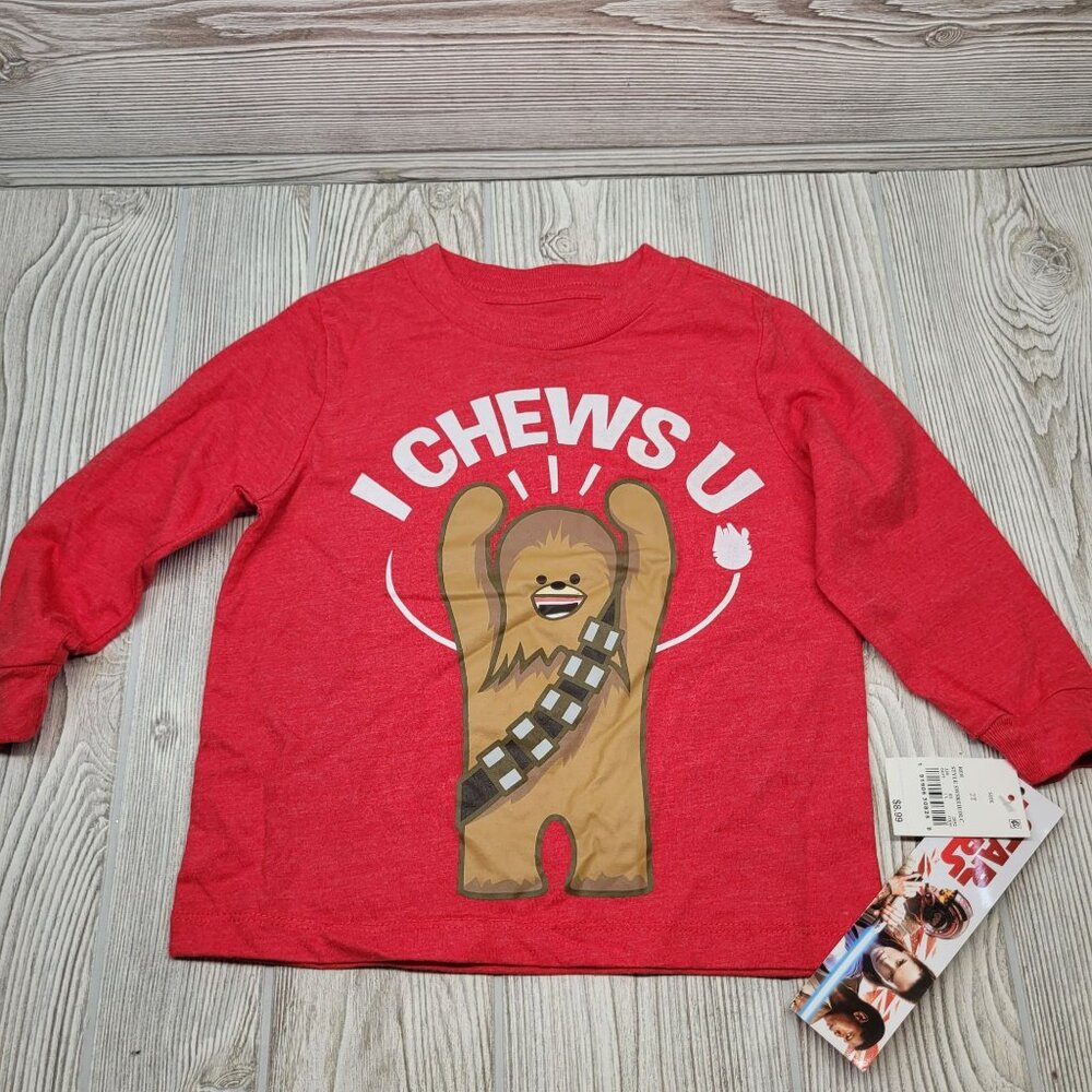 Valentines Day Star Wars Chewbacca I‎ Chews U Long Sleeve Shirt Mad Engine 2T